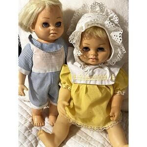 Mattel Tiny Chatty Baby & Chatty Brother 14" & 17” Dolls Vintage 1962 MUTE